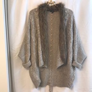 Faux fur trimmed sweater